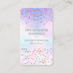 Elegant Holographic Rainbow Confetti Visitenkarte