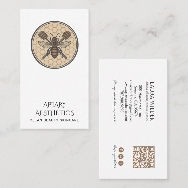 Elegant Honey Bee Logo Skincare Products Visitenkarte (Vorne/Hinten)