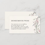 Elegant Honeymoon Wish Begleitkarte<br><div class="desc">Elegant und stilvoll präsentiert sich diese elegante Honeymoon Wish mit wunderschönen handbemalten Aquarellfarben in Rosa,  lila und blauen pastellfarbenen Wildblumen und Salbei-Grün,  mit einem niedlichen weißen Schmetterling in einem hübschen Vintagen Bouquet auf Elfenbeinhintergrund. Suchen Sie in den Hochzeitssammlungen der eleganten Pastel-Wildblumen nach koordinierenden Artikeln.</div>