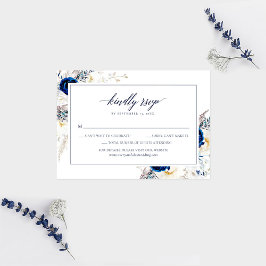 Elegant Horizon Blue Calligraphy Wedding RSVP Card Dankeskarte