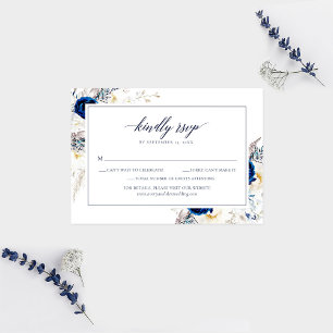 Elegant Horizon Blue Calligraphy Wedding RSVP Card Dankeskarte