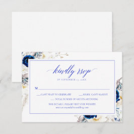 Elegant Horizon Blue Calligraphy Wedding RSVP Card Dankeskarte