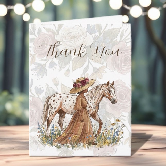 Elegant Horse Lover Birthday  Dankeskarte (Celebrate a special birthday with this elegant French country-inspired card!)