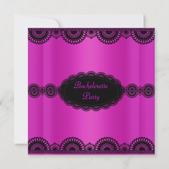 ELEGANT HOT PINK LACE JUNGGESELINNEN-ABSCHIED INVI EINLADUNG (Vorderseite)