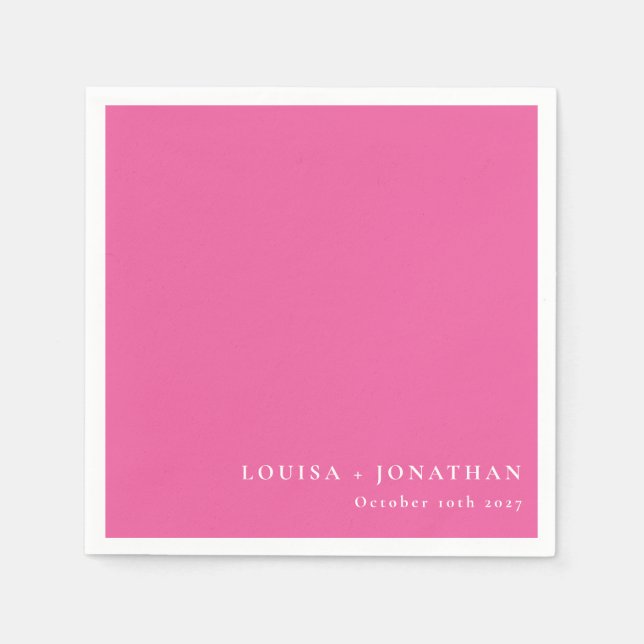 Elegant Hot Pink Trendy Minimalistisch Custom Serviette (Vorderseite)