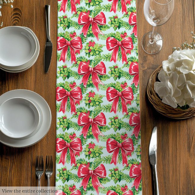 Elegant hot red pink preppy Christmas table runner Mittelgroßer Tischläufer (Elegant hot red pink preppy Christmas table runner)