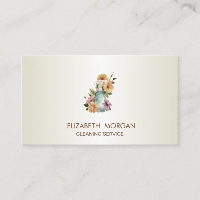 Elegant House Floral Spray Flasche Reinigung Visitenkarte (Vorderseite)