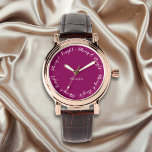Elegant Hübsch stilvoller Chic Frohe Weihnachten Armbanduhr<br><div class="desc">Eine elegante und festliche Armbanduhr mit den Worten "Merry & Bright" am Rande in eleganter Schriftzypografie. Der Text ist weiß,  auf einem reichen schwarzen Johannisbeeren magenta Gesicht. Personalisieren Sie diese stilvolle Uhr mit Ihrem Namen oder einem anderen Text für eine individuelle Touch.</div>