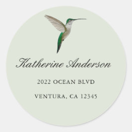 Elegant Hummingbird Address Classic Round Sticker