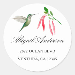 Elegant Hummingbird-Adresse Runder Aufkleber