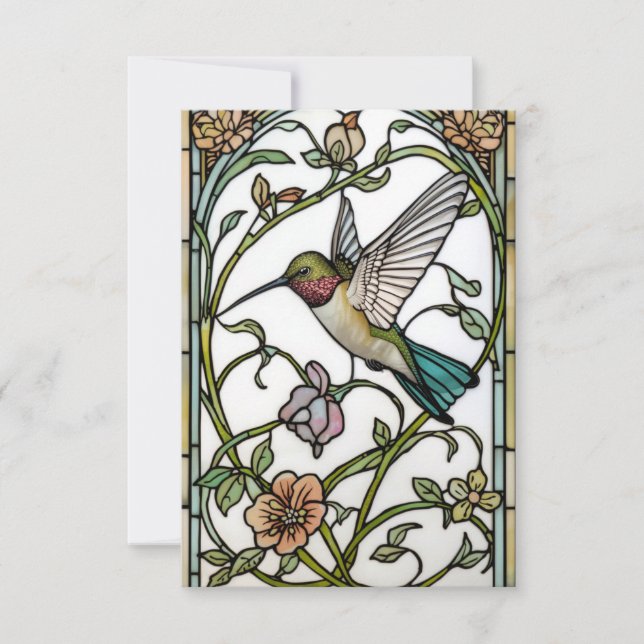 Elegant hummingbird artwork botanical boho chic dankeskarte (Vorderseite)