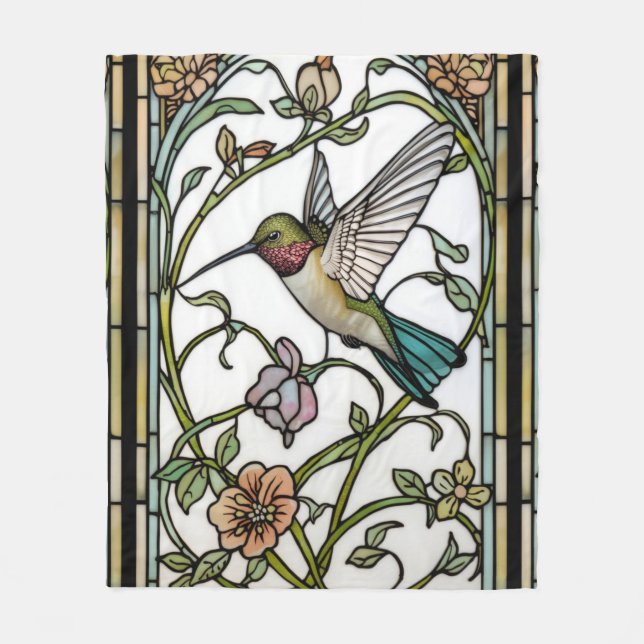Elegant hummingbird artwork botanical boho chic fleecedecke (Vorderseite)