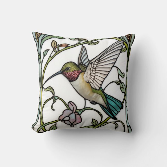 Elegant hummingbird artwork botanical boho chic kissen (Vorderseite)