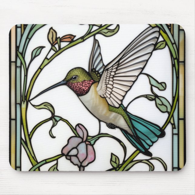 Elegant hummingbird artwork botanical boho chic mousepad (Vorne)