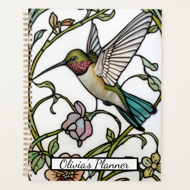 Elegant hummingbird artwork botanical boho chic planer (Vorderseite)