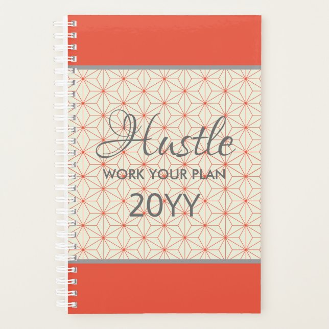 Elegant Hustle 2019 Orange Taupe Personalisiert Planer (Vorderseite)