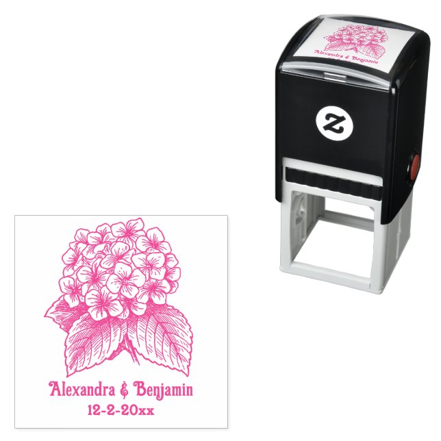Elegant Hydrangea Bouquet Wedding Couple Names Dt Permastempel (Beispiel)
