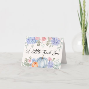 Elegant Hydrangea Floral Pumpkin Fall Baby Shower Dankeskarte