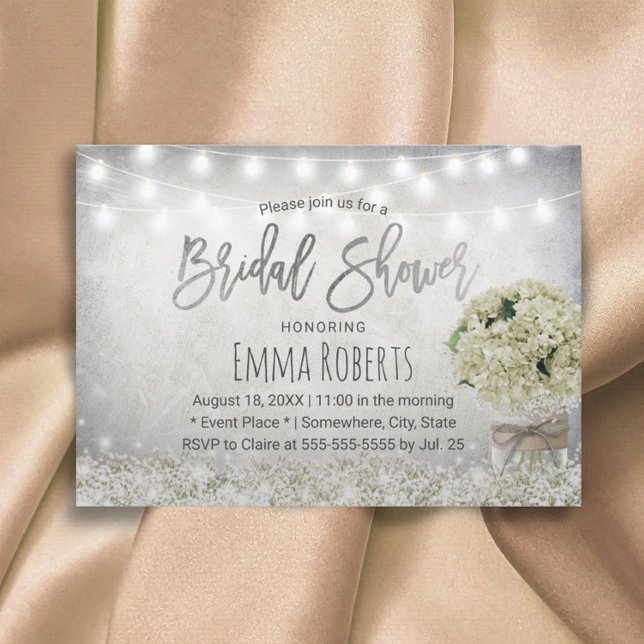 Elegant Hydrangea Jar Rustic Floral Brautparty Einladung (Von Creator hochgeladen)