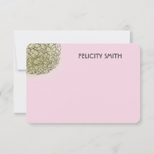 Elegant Hydrangea Personalisiert Stationery Pink Mitteilungskarte (Vorderseite)