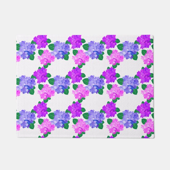 Elegant Hydrangea Pink Purple Flowers Bouquet Fußmatte (Vorderseite)