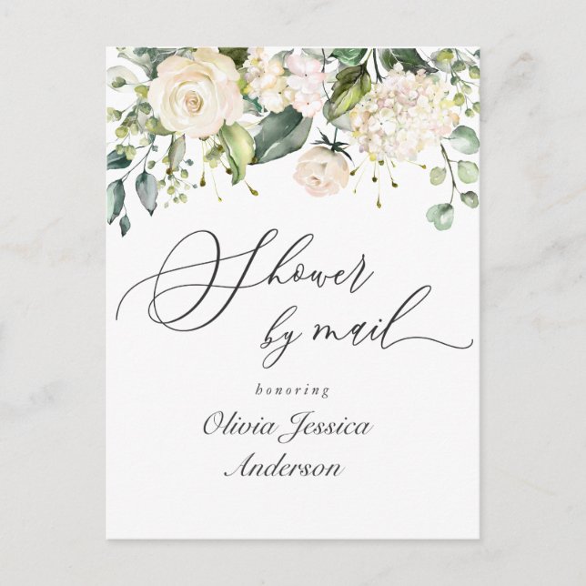 Elegant Hydrangea Rose Brautparty per Post Postkarte (Vorderseite)