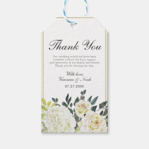 Elegant Hydrangea White Rose Wedding Blumenrahmen Geschenkanhänger