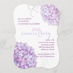 Elegant Hydrangeas 50-jähriges Party zum Hochzeits Einladung