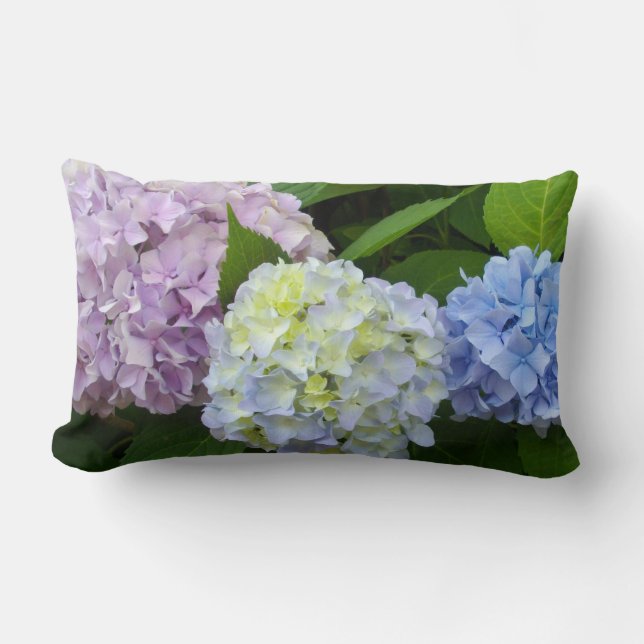 Elegant Hydrangeas lila-blaurosa-Blütenblüte Lendenkissen (Vorderseite)