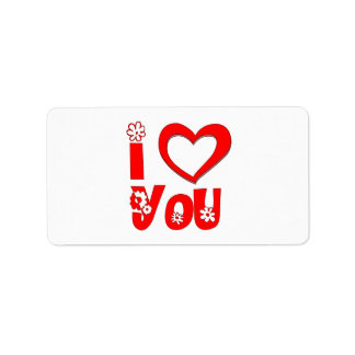 Elegant I Love You | Minimalist Rot  Adressaufkleber