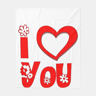 Elegant I Love You | Minimalist Rot  Fleecedecke
