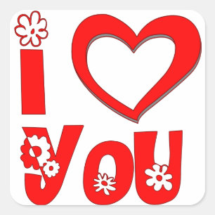 Elegant I Love You Minimalist Rot Quadratischer Aufkleber