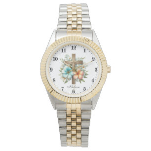 Elegant Ich glaube, kreuz religiös Armbanduhr