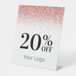 Elegant Ihr Logo Rosa Glitzer 20% günstiger Sockelschild