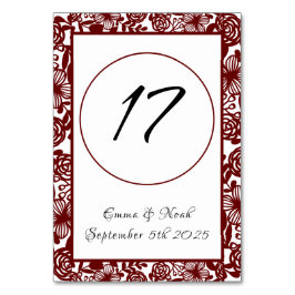 Elegant im Freien Maroon Burgandy Tischnummer