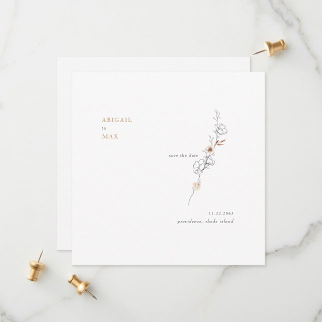 Elegant im Simplicity Carmel Square Save the Date (Vorderseite/Rückseite Beispiel)