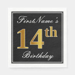 Elegant, Imitate Gold 14. Geburtstag + Individuell Serviette
