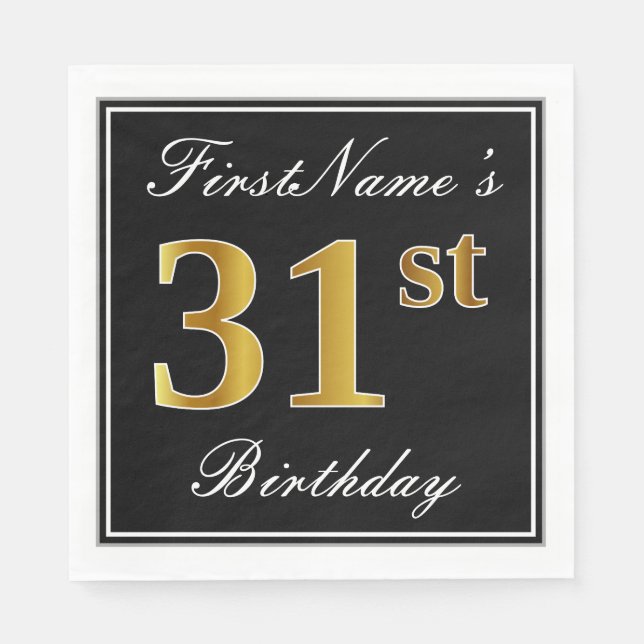 Elegant, Imitate Gold 31. Geburtstag + Individuell Serviette (Vorderseite)