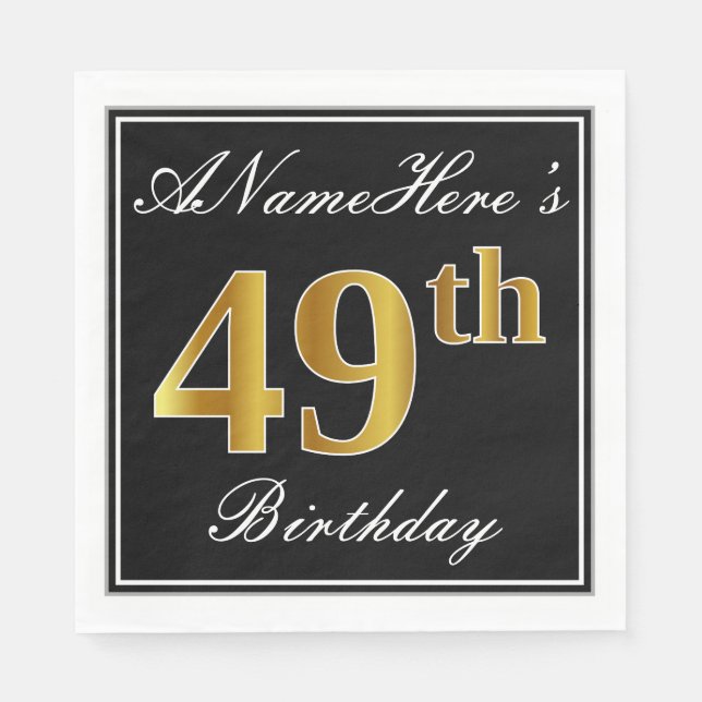 Elegant, Imitate Gold 49. Geburtstag + Individuell Serviette (Vorderseite)