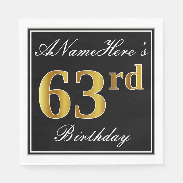 Elegant, Imitate Gold 63. Geburtstag + Individuell Serviette (Vorderseite)