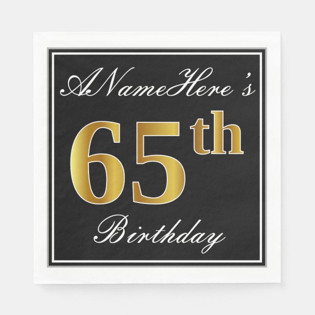 Elegant, Imitate Gold 65. Geburtstag + Individuell Serviette (Vorderseite)