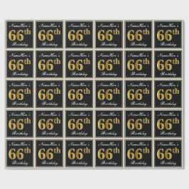 Elegant, Imitate Gold 66. Geburtstag + Individuell Geschenkpapier