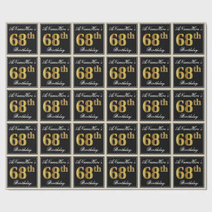 Elegant, Imitate Gold 68. Geburtstag + Individuell Geschenkpapier