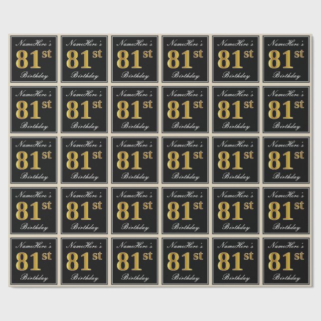 Elegant, Imitate Gold 81. Geburtstag + Individuell Geschenkpapier (Flach)