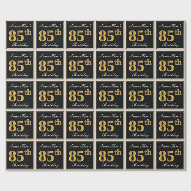 Elegant, Imitate Gold 85. Geburtstag + Individuell Geschenkpapier (Flach)