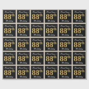 Elegant, Imitate Gold 88. Geburtstag + Individuell Geschenkpapier
