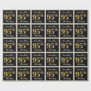 Elegant, Imitate Gold 95. Geburtstag + Individuell Geschenkpapier