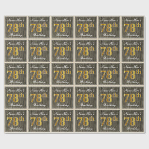 Elegant, Imitate Holz, Imitate Gold 78. Geburtstag Geschenkpapier