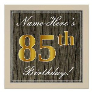 Elegant, Imitate Holz, Imitate Gold 85. Geburtstag Poster