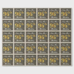 Elegant, Imitate Holz, Imitate Gold 96. Geburtstag Geschenkpapier